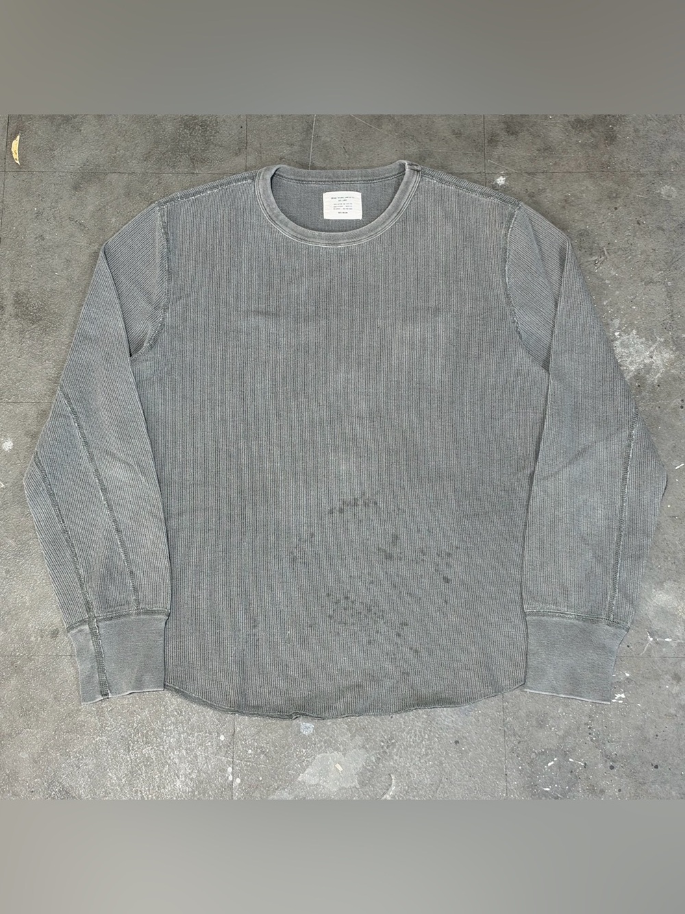 Buck Mason Mens Large Vintage Thermal Surplus Tee Faded Black Gray Venice Wash